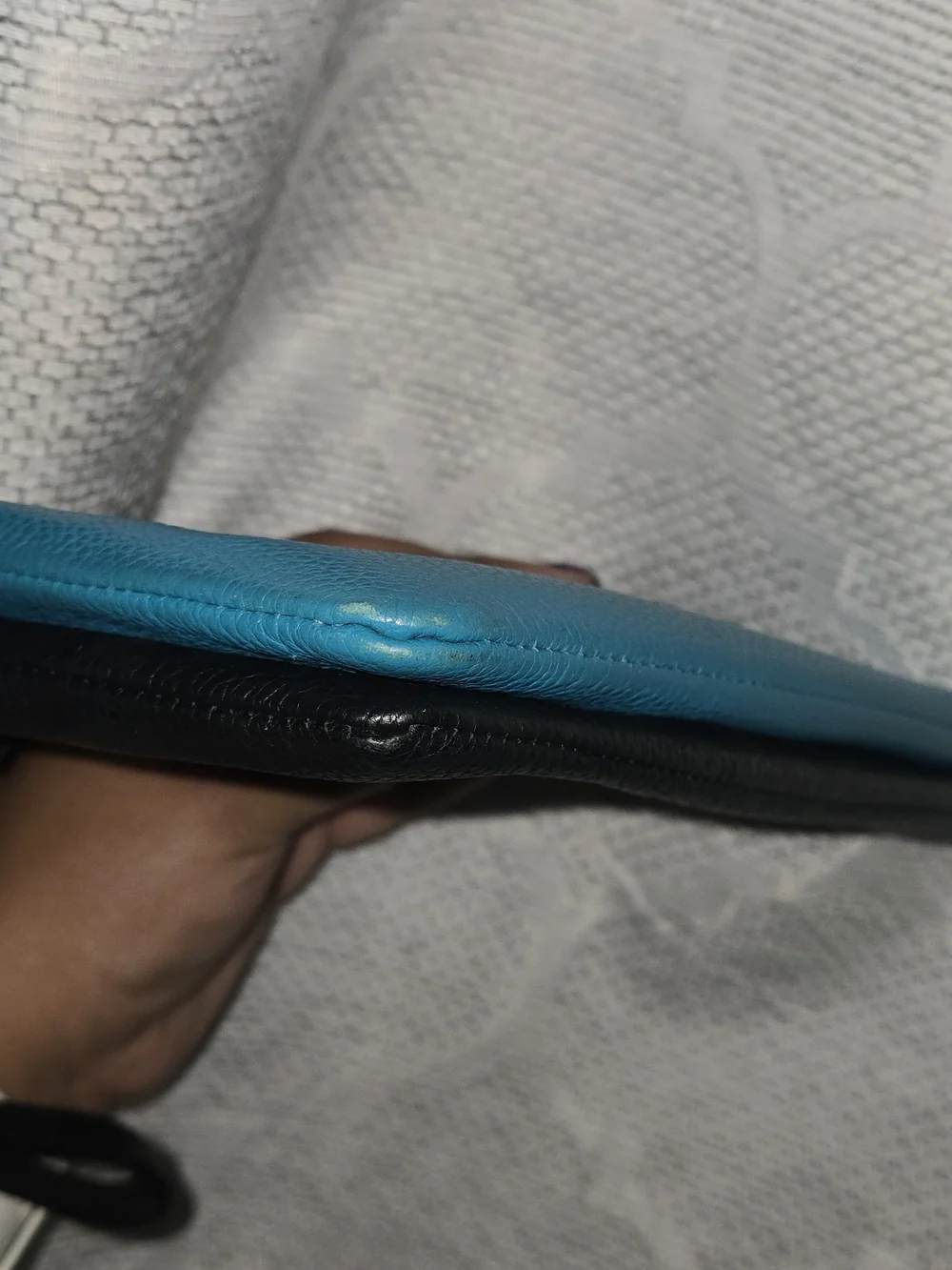 Coach Teal & Navy Large Leather Double Zip Wristlet